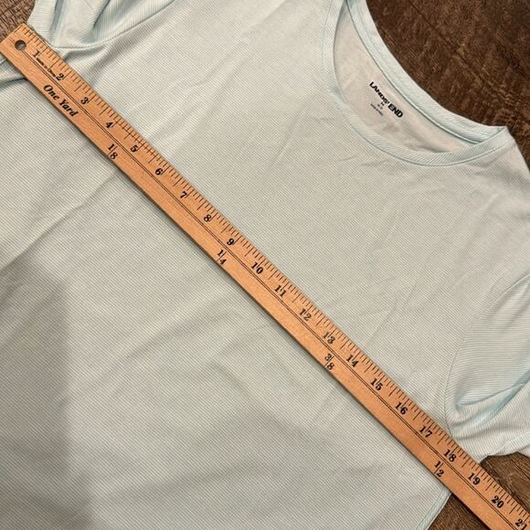 Lands' End Long Sleeve Curved Hem Tunic Top Light Blue White Size M - Picture 6 of 8